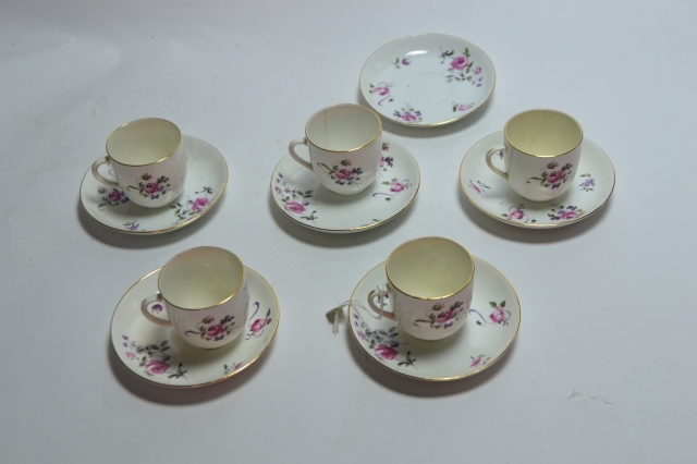 Demitasse Five Cups and Six Saucers.