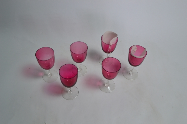 Set of Six Cranberry Glasses.
