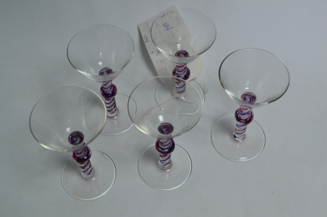 Five Art Deco Cocktail Glasses.