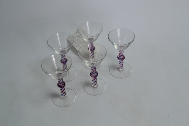 Five Art Deco Cocktail Glasses.
