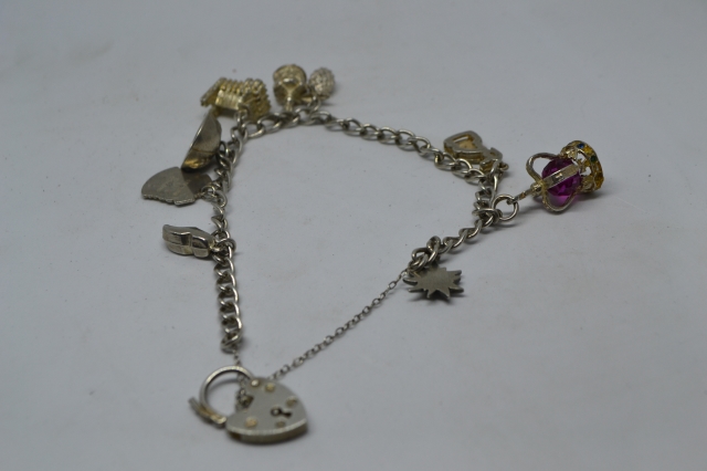 Sterling Silver Bracelet with Charms.