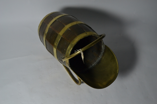 Brass Barrel Style Coal Skuttle