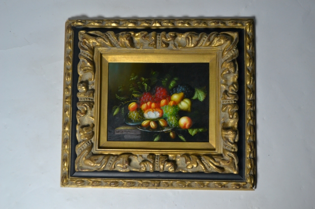 Still Life of Fruit, Oil on Board Painting