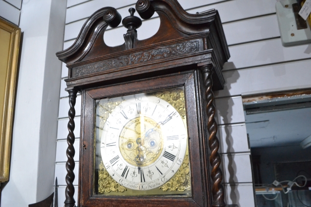 8 Day Long Case Clock, 12inch Brass Dial, abt 1760