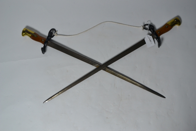 Pair of French Grass Bayonet Modelled into a Coat Hanger.