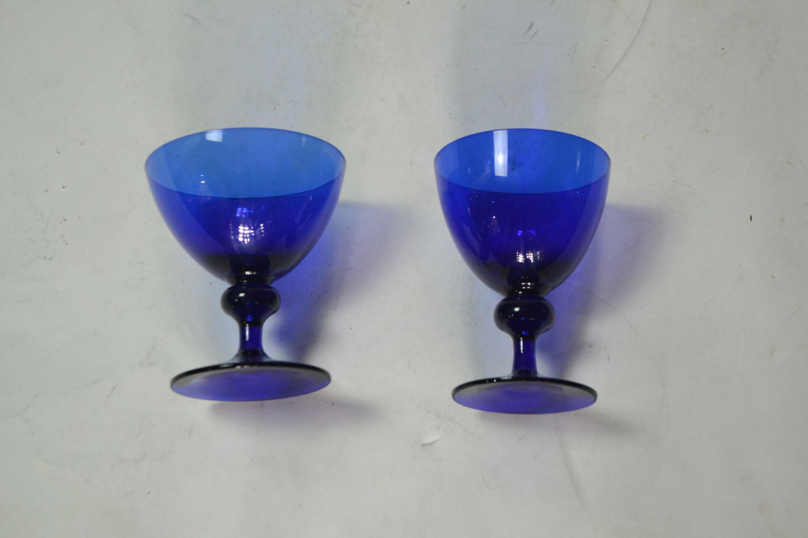 Pair of 19th Century Bristol Blue Drinking Glasses.